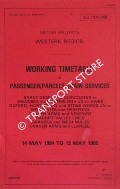 Book cover of Working Timetable of Passenger/Parcels Trains - Section PB - Barnt Green & Gloucester to Swansea; Oxford, Hartlebury to Worcester & Hereford; Craven Arms & Newport; West Wales; Craven Arms & Llanelli, 14 May 1984 to 12 May 1985 by British Railways Western Region